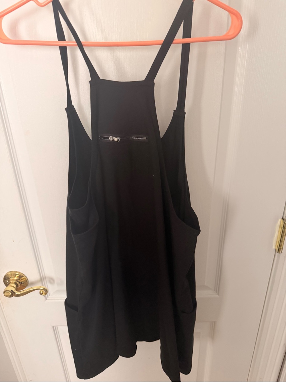 Women's Black Sleeveless Pinafore Romper Dress Lg